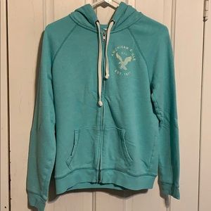 American eagle graphic zip up hoodie with pockets
